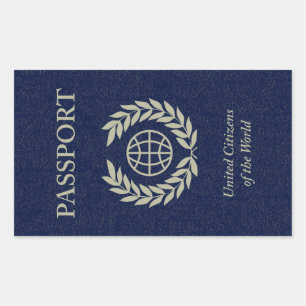 navy passport rectangular sticker