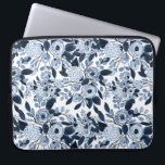 Navy Pastel Blue Watercolor Floral Pattern Laptop Sleeve<br><div class="desc">This elegant and modern pattern is perfect for the stylish and trendy woman. It features hand-painted navy blue, pastel blue, and white watercolor flowers and leaves on top of a simple white background. It's pretty, country, cute, sweet, and artsy. Enjoy this hand-painted design created by the artist of La Femme,...</div>