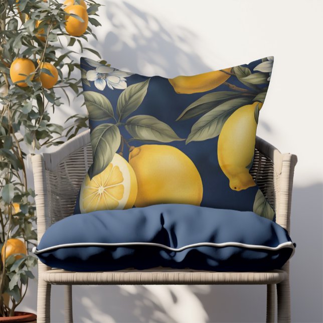 Navy Patio Outdoor Lemons European Cushion (Creator Uploaded)