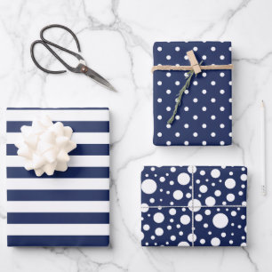 Navy Patterns Wrapping Paper Sheet Set