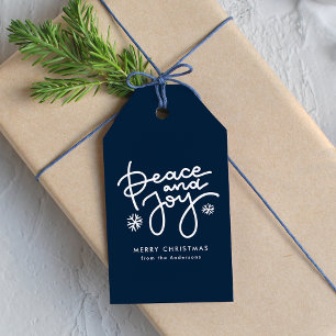 Navy Peace and Joy Holiday Gift Tags