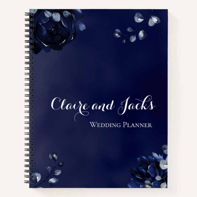 Navy Peony Assembly Wedding Planner Notebook (Front)