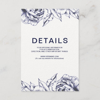 Navy Peony Simple Information Card