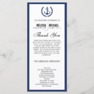 Navy Perfect Chevron/Zig Zag Wedding Program Programme