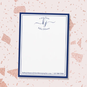 Navy Personalised From The Desk Of Note Card