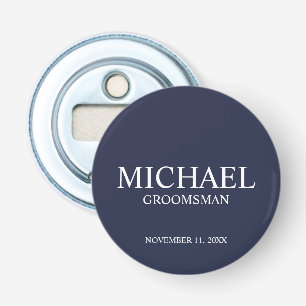 Navy Personalised Groomsman's Name and Monogram Bottle Opener