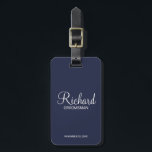 Navy Personalised Name and Monogram Groomsman Luggage Tag<br><div class="desc">Personalised Groomsman Gifts
featuring personalised groomsman's name in white modern script font style with title and wedding date in modern sans serif font style on navy blue background.

Also perfect for best man,  father of the bride,  bridesmaid,  maid of honour,  mother of the bride and more.</div>