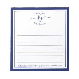 Navy Personalised Name From The Desk Of Notepad