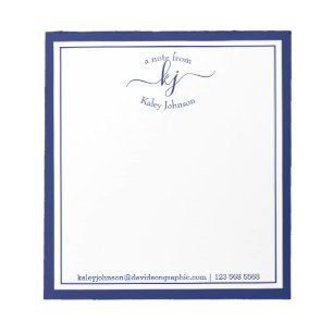 Navy Personalized Name From The Desk Of Notepad