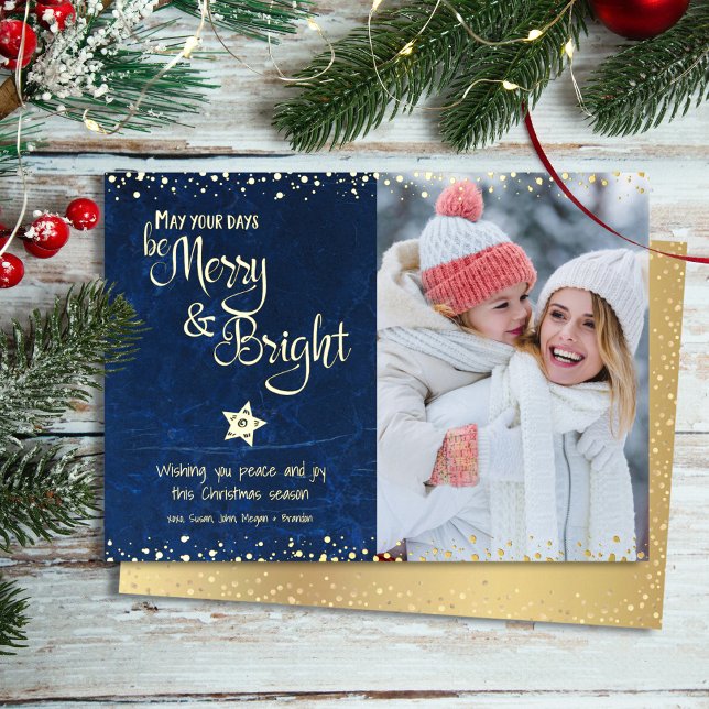Navy Photo Days Be Merry Bright Script Real Gold (Creator Uploaded)