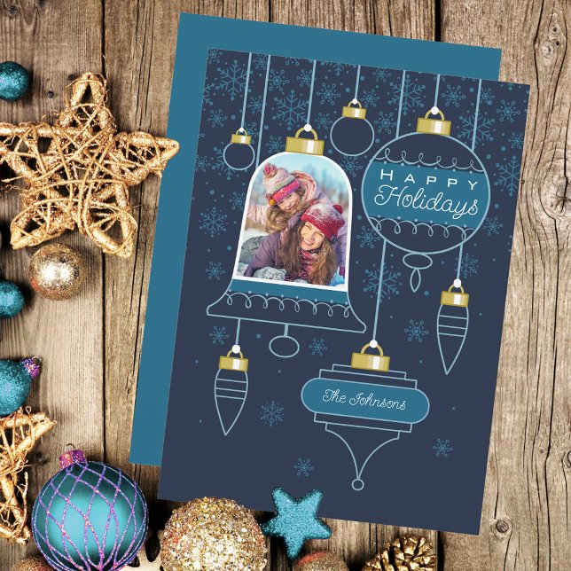 Navy Photo Happy Holiday Card (Creator Uploaded)