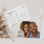 Navy Photo Wedding Save the Date Calendar  Announcement Postcard<br><div class="desc">This navy photo wedding save the date calendar announcement postcard is perfect for a rustic wedding. The design features an elegant font in brown</div>