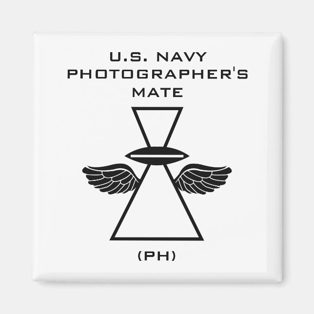Navy Photographer IFGA with wings Square Magnet  (Front)