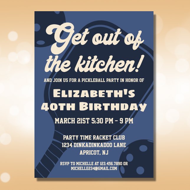Navy Pickleball Party Sports Paddles Birthday Invitation (Creator Uploaded)