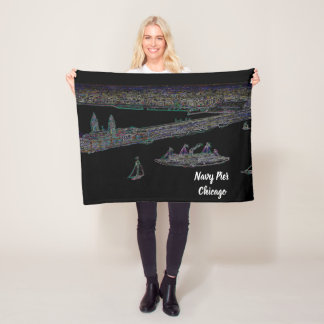 Navy Pier Chicago 1920's NEON Art Windy City Fleece Blanket