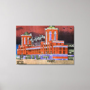 Navy Pier Chicago 1920's Watercolor Art Windy City Canvas Print