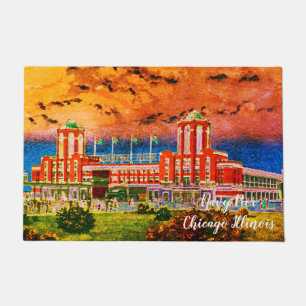 Navy Pier Chicago 1920's Watercolor Art Windy City Doormat