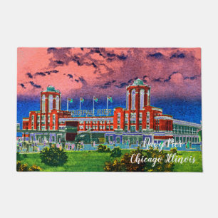 Navy Pier Chicago 1920's Watercolor Art Windy City Doormat
