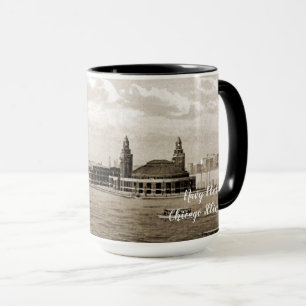 Navy Pier Chicago 1920's Watercolor SEPIA ART Mug