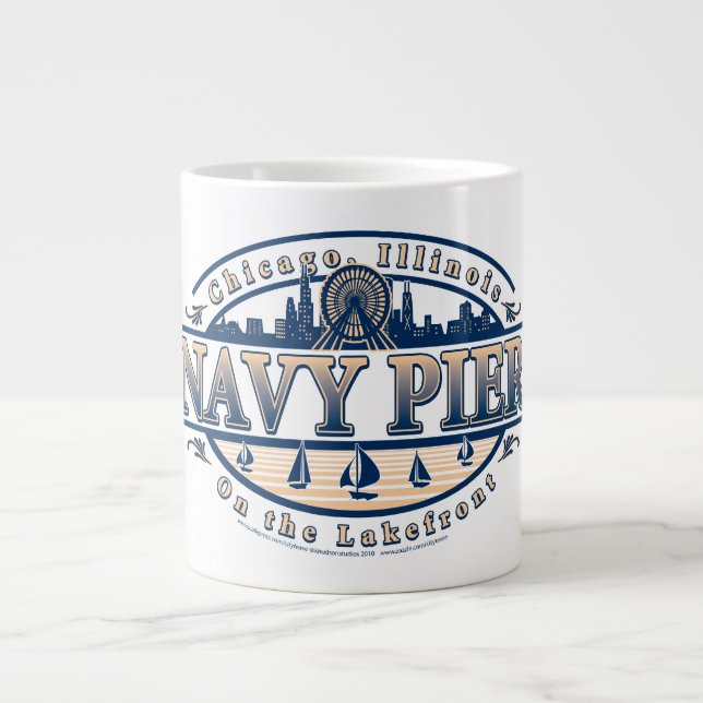 Navy Pier Chicago Large Coffee Mug (Front)