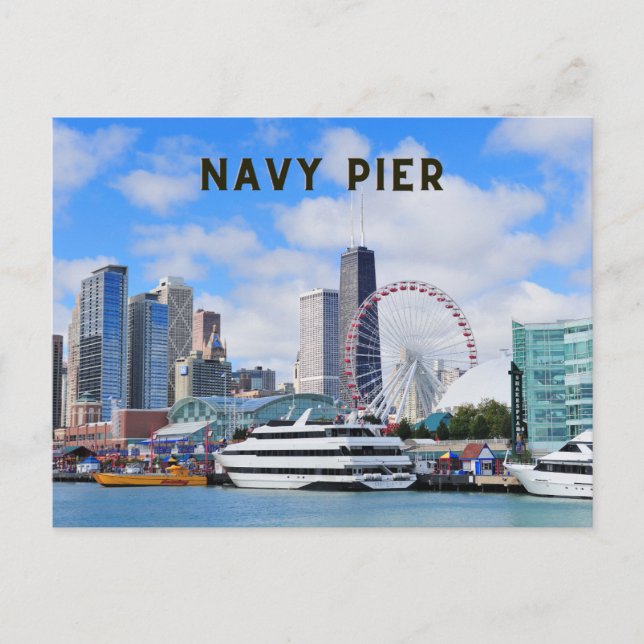 Navy Pier Chicago Postcard Travel Vacation (Front)