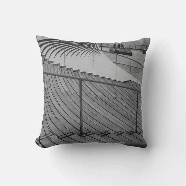 Navy Pier Stairs Grayscale Cushion (Front)