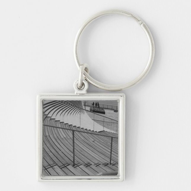 Navy Pier Stairs Grayscale Key Ring (Front)