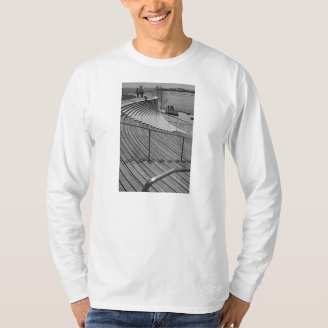Navy Pier Stairs Grayscale T-Shirt (Front)