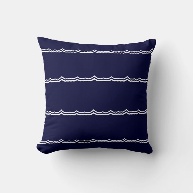 navy pillow solid back white wave stripes (Front)