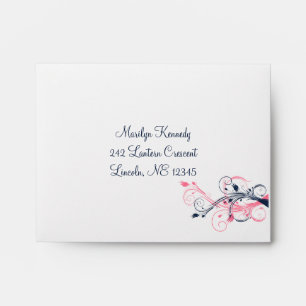Navy, Pink, and White Floral A2 Envelope