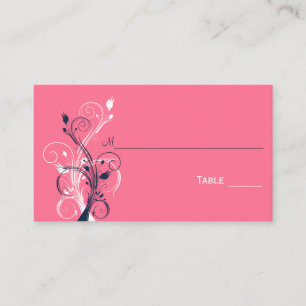 Navy, Pink, and White Floral Place Cards