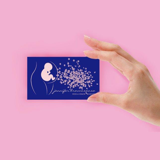 Navy Pink Baby Doula Birth Coach Pregnant Business Card (Navy Pink Baby Doula Birth Coach Pregnant Business Card)