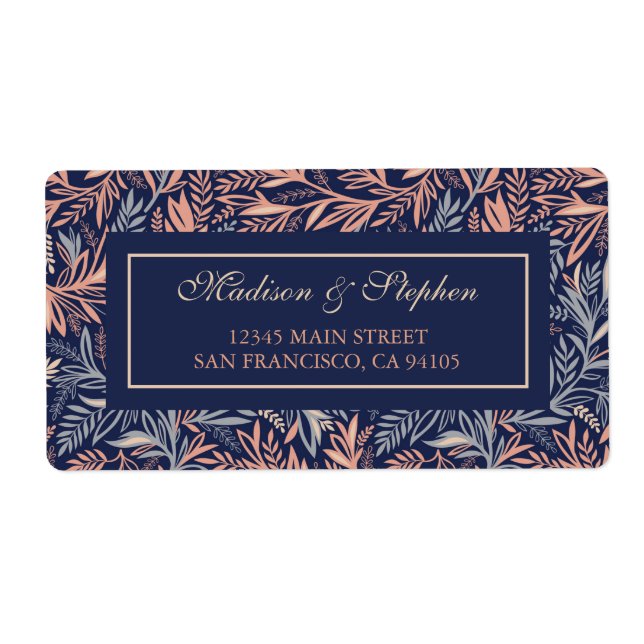 Navy & Pink Floral & Plant Pattern -  Wedding (Front)