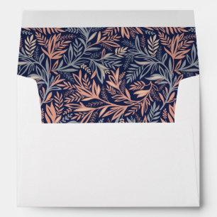 Navy & Pink Floral & Plant Pattern -  Wedding Envelopes