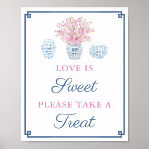 Navy Pink Love Is Sweet Take A Treat Bridal Shower Poster