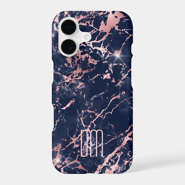 Navy Pink Marble Monogram (Back)