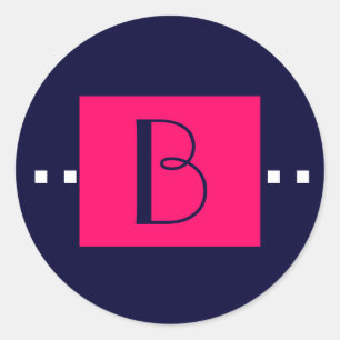 Navy Pink Monogram B Wedding Stickers