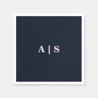Navy & Pink Monogram Wedding Cocktail