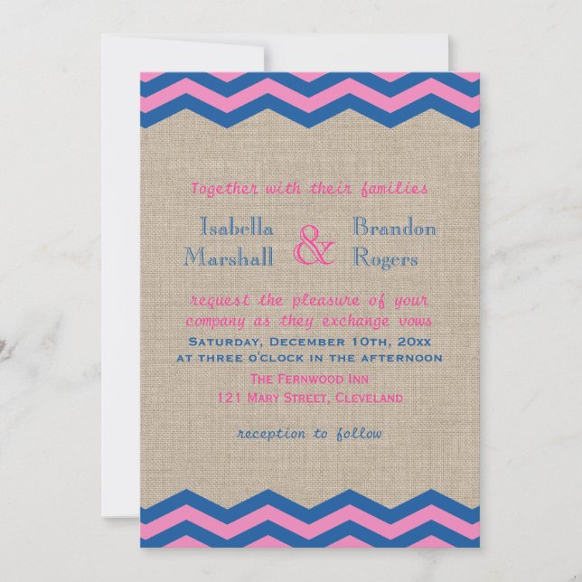 Navy & Pink Nautical Wedding Invitation (Front)