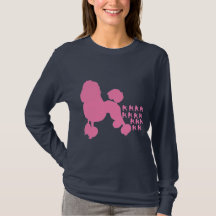 Navy Pink Poodles Women Long Sleeve T Shirt