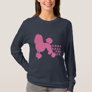 Navy Pink Poodles Women Long Sleeve T Shirt