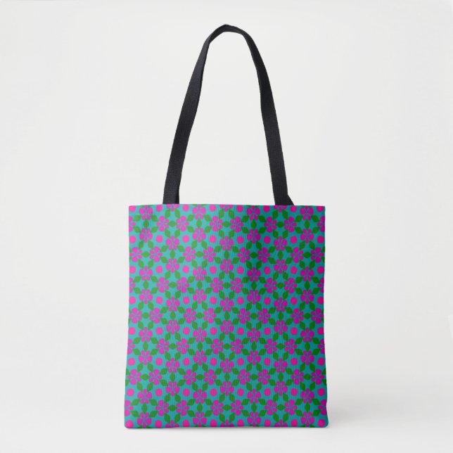 Navy Pink Pop Floral Tote Bag (Front)