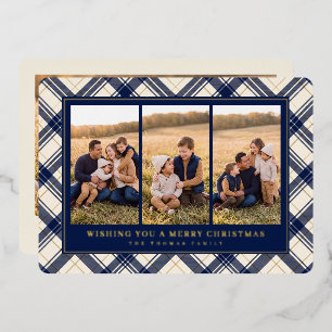 Navy Plaid Multi Photo Christmas