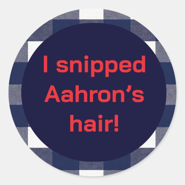 Navy plaid upsherin sticker (Front)