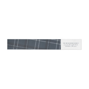 Navy plaid wrap around return address label