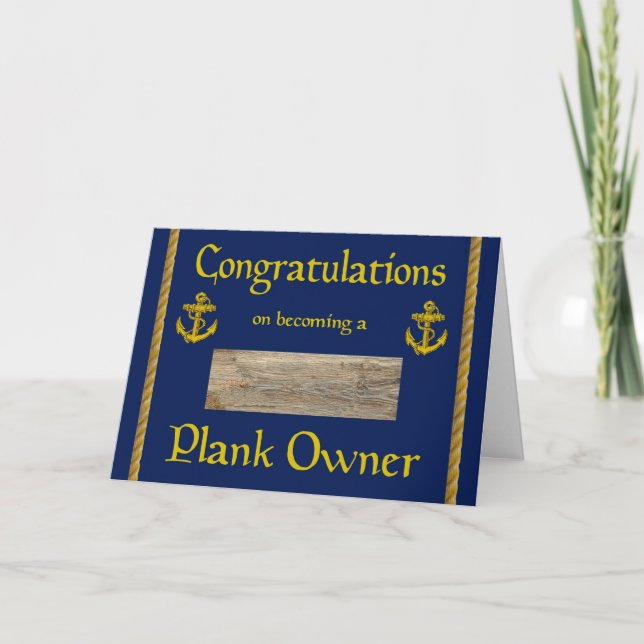 Navy Plank Owner Congratulations Card (Front)