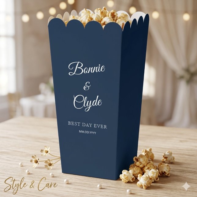 Navy Popcorn Favor Box for Elegant Celebrations (Navy Popcorn Favor Box for Elegant Celebrations)