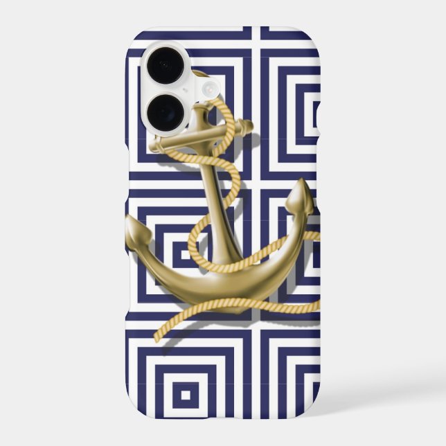 navy preppy pattern nautical anchor (Back)