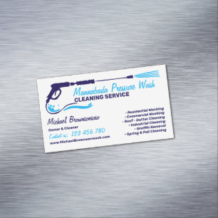 Navy Professional Pressure Washing Power Masculine Magnetic Business Card