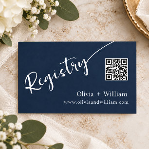 Navy QR Code Wedding Registry Enclosure Card